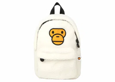 Pre-owned Bape Women's Baby Milo Mini Fur Backpack In Ivory