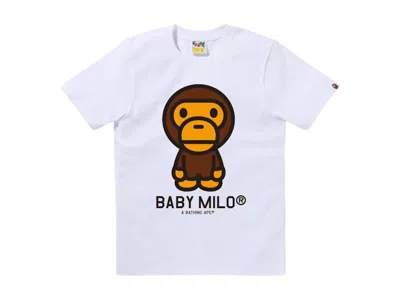 Pre-owned Bape Women's Baby Milo Tee Shirt In White