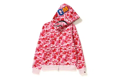 Pre-owned Bape Women's  Abc Camo Shark Full Zip Hoodie In Pink