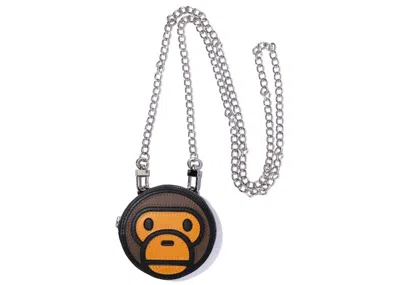 Pre-owned Bape Women's  Baby Milo Face Mini Shoulder Bag In Brown
