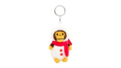 Pre-owned Bape Women's  Baby Milo Snowman Plush Keychain In White