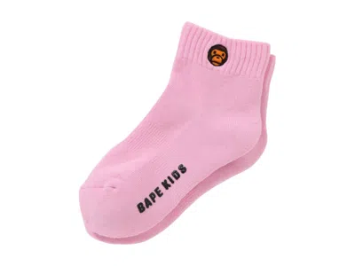 Pre-owned Bape Women's  Kids Baby Milo One Point Socks In Pink