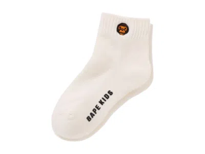 Pre-owned Bape Women's  Kids Baby Milo One Point Socks In White