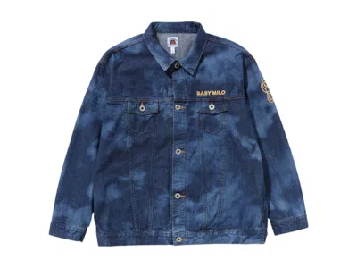 Pre-owned Bape Women's  Kids Milo High Tone Bleach Loose Fit 10oz Denim Jacket