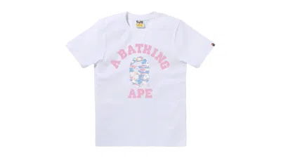 Pre-owned Bape Women's  Palm Tree Camo College Tee Shirt In White