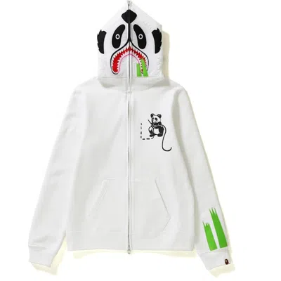 Pre-owned Bape Women's  Panda Full Zip Hoodie In White