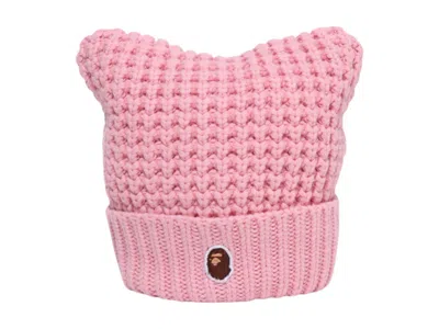 Pre-owned Bape Women's Cat Ear Knit Cap In Pink