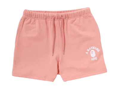 Pre-owned Bape Women's College Sweat Shorts In Pink