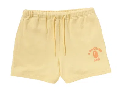 Pre-owned Bape Women's College Sweat Shorts In Yellow