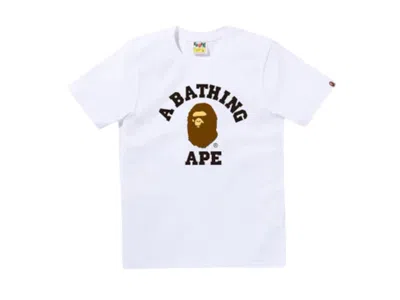 Pre-owned Bape Women's College Tee Shirt (ss25) In White