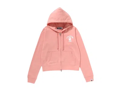 Pre-owned Bape Women's College Zip Hoodie In Pink