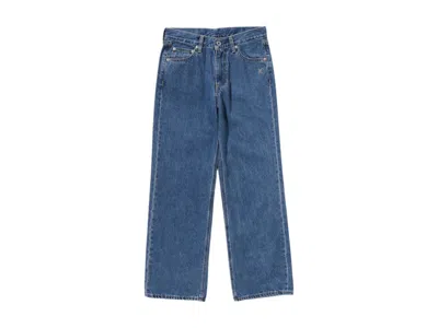 Pre-owned Bape Women's Crystal Ape Head Flare Denim Pants In Blue