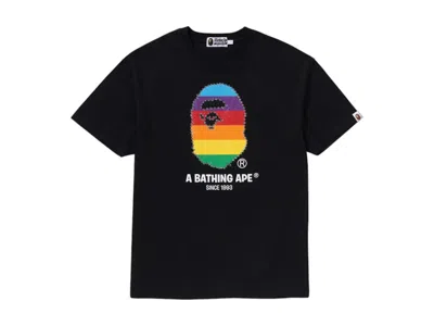 Pre-owned Bape Women's Crystal Ape Head Oversized Tee Shirt In Black