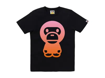 Pre-owned Bape Women's Gradation Big Baby Milo Tee Shirt In Black