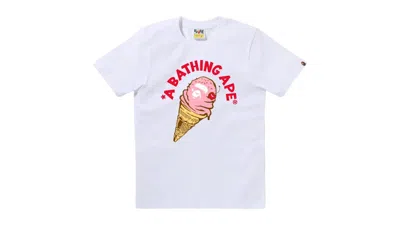 Pre-owned Bape Women's Ice Cream Tee Shirt In White Pink In Multi