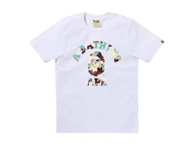 Pre-owned Bape Women's Map Camo College Tee Shirt In White