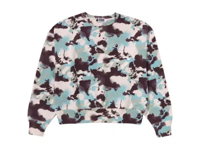 Pre-owned Bape Women's Map Camo Crewneck Sweatshirt