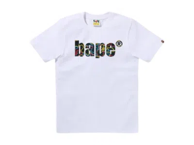 Pre-owned Bape Women's Neon Camo Logo Tee Shirt In White