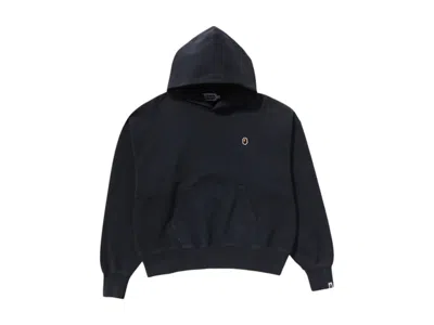 Pre-owned Bape Women's Pigment Dyed One Point Oversized Pullover Hoodie In Black