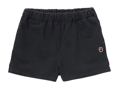 Pre-owned Bape Women's Pigment Dyed One Point Sweat Shorts In Black