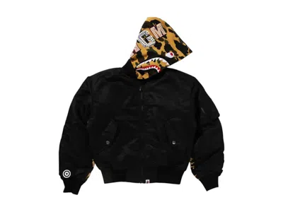 Pre-owned Bape Women's Shark Ma1 Hoodie In Black
