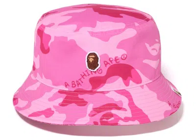Pre-owned Bape Women's Woodland Camo Bucket Hat In Pink