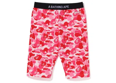 Pre-owned Bape Womens Abc Camo Biker Shorts In Pink