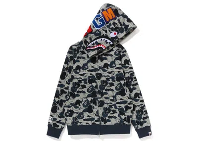 Pre-owned Bape Womens Cookie Camo 2 Shark Full Zip Hoodie In Beige