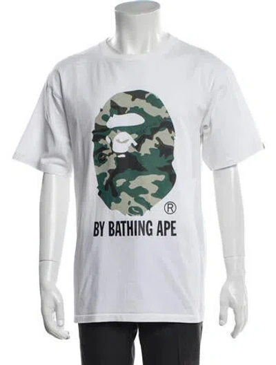 Pre-owned Bape Woodland Camo Ape Head Graphic Print T-shirt In White