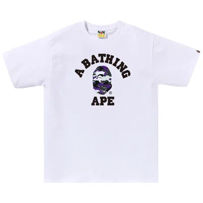 Pre-owned Bape Woodland Camo College Tee 'white Purple' | Men's Size L