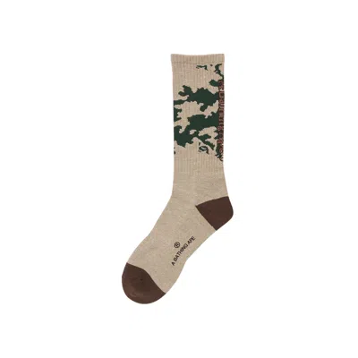 Pre-owned Bape Woodland Camo Socks 'olive Drab' In Green