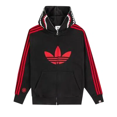 Pre-owned Bape X Adidas Shark Fleece Full Zip Hoodie 'black' | Men's Size L
