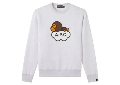 Pre-owned Bape X A.p.c Milo Cloud Sweatshirt In Gray