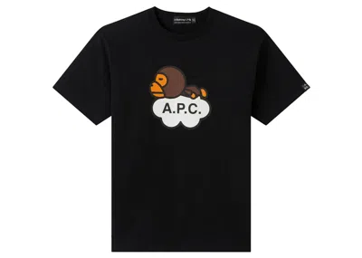 Pre-owned Bape X A.p.c. Women's Milo Wide T-shirt In Black