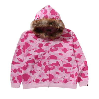 Pre-owned Bape X Cactus Jack X Don Toliver Faux Fur Shark Zip Hoodie 'pink' | Men's Size Xl