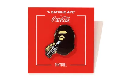 Pre-owned Bape X Coca Cola Ape Head Pintrill Pin In Brown