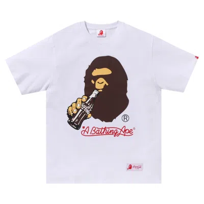 Pre-owned Bape X Coca-cola Ape Head Tee 'white'