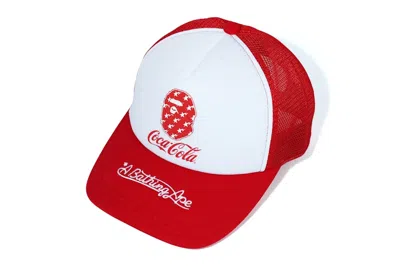 Pre-owned Bape X Coca Cola Mesh Cap In Red
