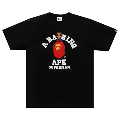 Pre-owned Bape X Dc Baby Milo Superman College Tee 'black' | Men's Size L