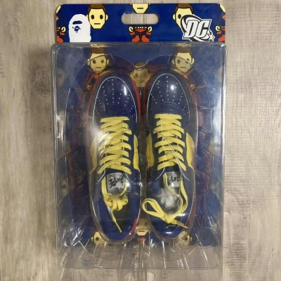 Pre-owned Bape X Dc Comics Bape × Dc Comics Superman Bapesta Patent Leather Sneakers In Red/yellow/blue