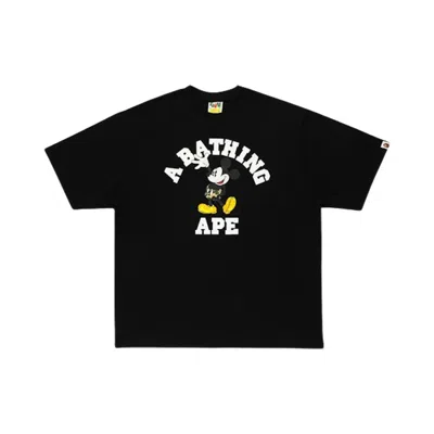 Pre-owned Bape X Disney Mickey Mouse College Relaxed Fit Tee 'black' | Men's Size L