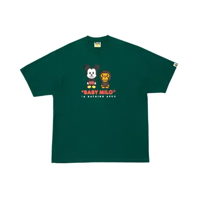 Pre-owned Bape X Disney Mickey Mouse Milo Relaxed Fit Tee 'green' | Men's Size L
