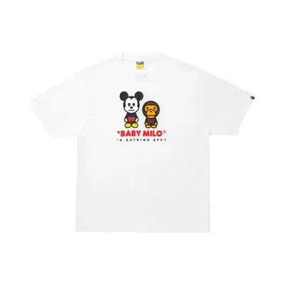 Pre-owned Bape X Disney Mickey Mouse Milo Relaxed Fit Tee 'white' | Men's Size Xl