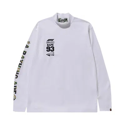 Pre-owned Bape X F1 Mock Neck Long-sleeve Tee 'white'