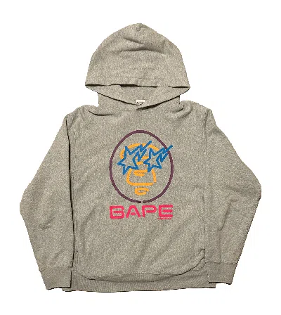 Pre-owned Bape X Futura Vintage Bape Neon Logo Pullover Hoodie In Grey