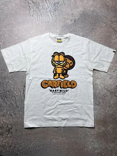 Pre-owned Bape X Garfield Baby Milo A Bathing Ape Japan Style Tee In White