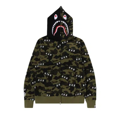 Pre-owned Bape X God Selection Xxx Shark Full Zip Hoodie 'green'