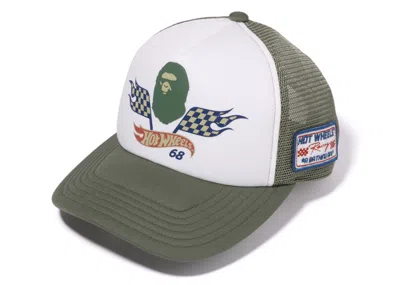 Pre-owned Bape X Hot Wheels Mesh Cap In Olive Drab