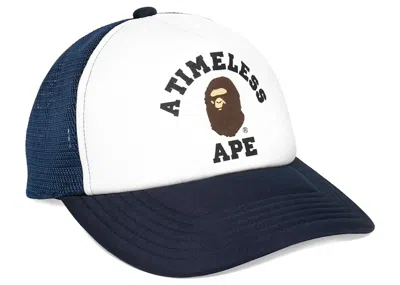 Pre-owned Bape X Jjjjound College Mesh Cap In Navy Blue White