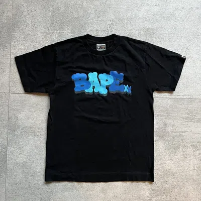 Pre-owned Bape X Kaws A Bathing Ape  Bape Xx Blue Logo Tshirt Tee In Black